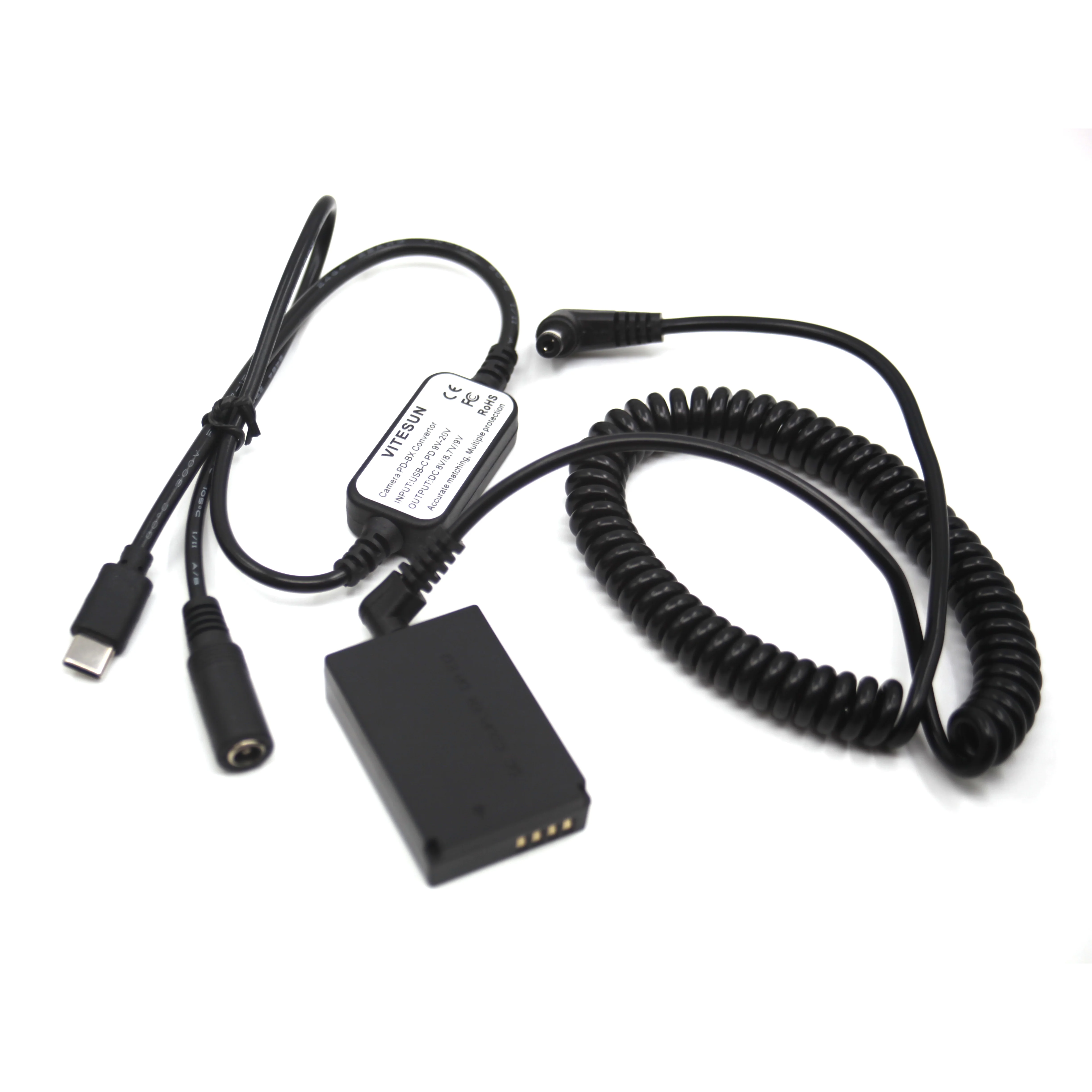 Acoplador de CC DR-E12 LP E12 batería simulada USB tipo C Cable de CC 5,5 × 2,1 MM Cable de resorte CC para Canon EOS-M M2 M10 M50 M100 M200 - imagen 4