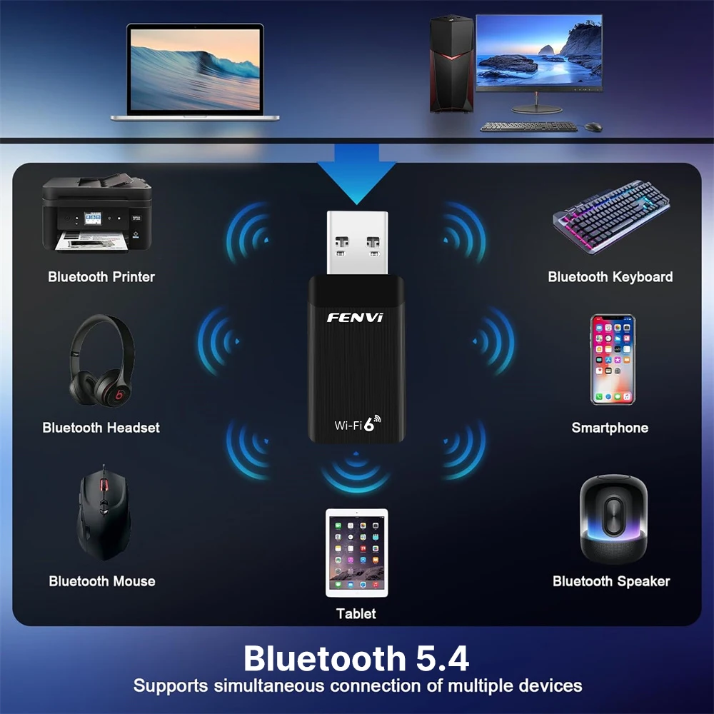Fenvi AX900 Bluetooth 5,4 adaptador USB WiFi 6 Mini USB Dongle 5G/2,4G tarjeta de red WiFi6 de doble banda controlador receptor inalámbrico gratis - imagen 3