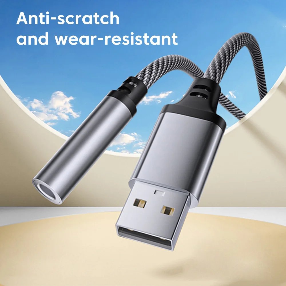 Adaptador auxiliar de Audio USB a 3,5mm que admite micrófono y música 2 en 1, Cable convertidor de auriculares con conector USB macho a 3,5 MM para PC - imagen 5