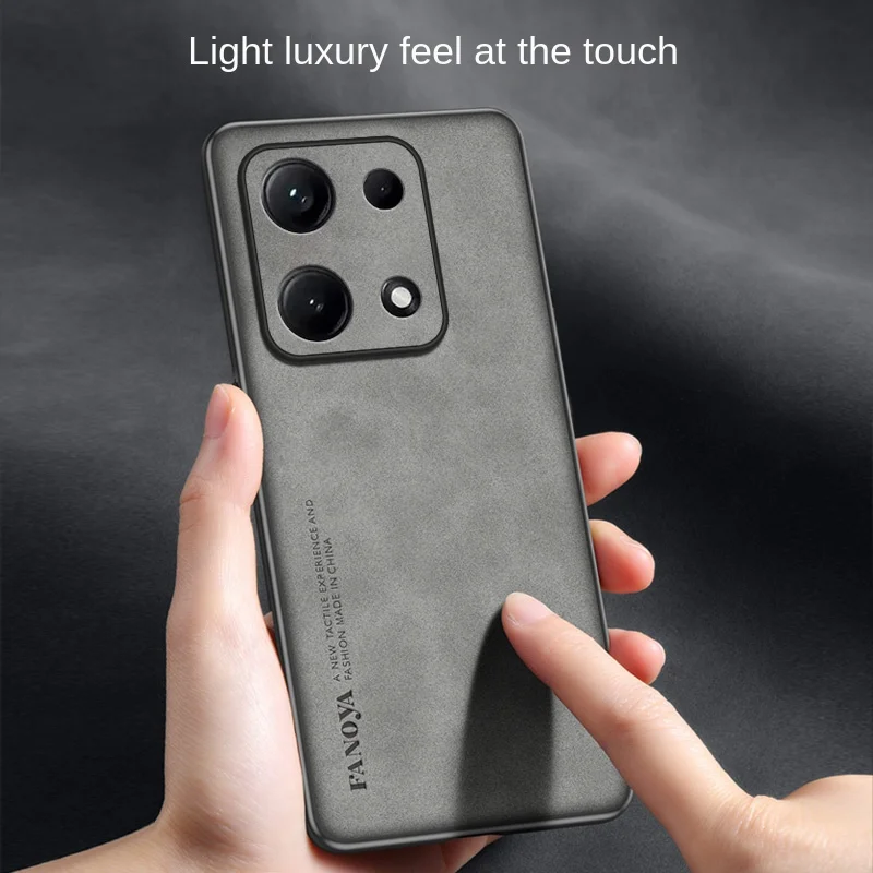 Para Xiaomi Redmi Note 14S 4G funda de cuero PU superficie dura cubierta trasera de PC a prueba de golpes mate funda de teléfono para Xiaomi Redmi Note 14S 4G