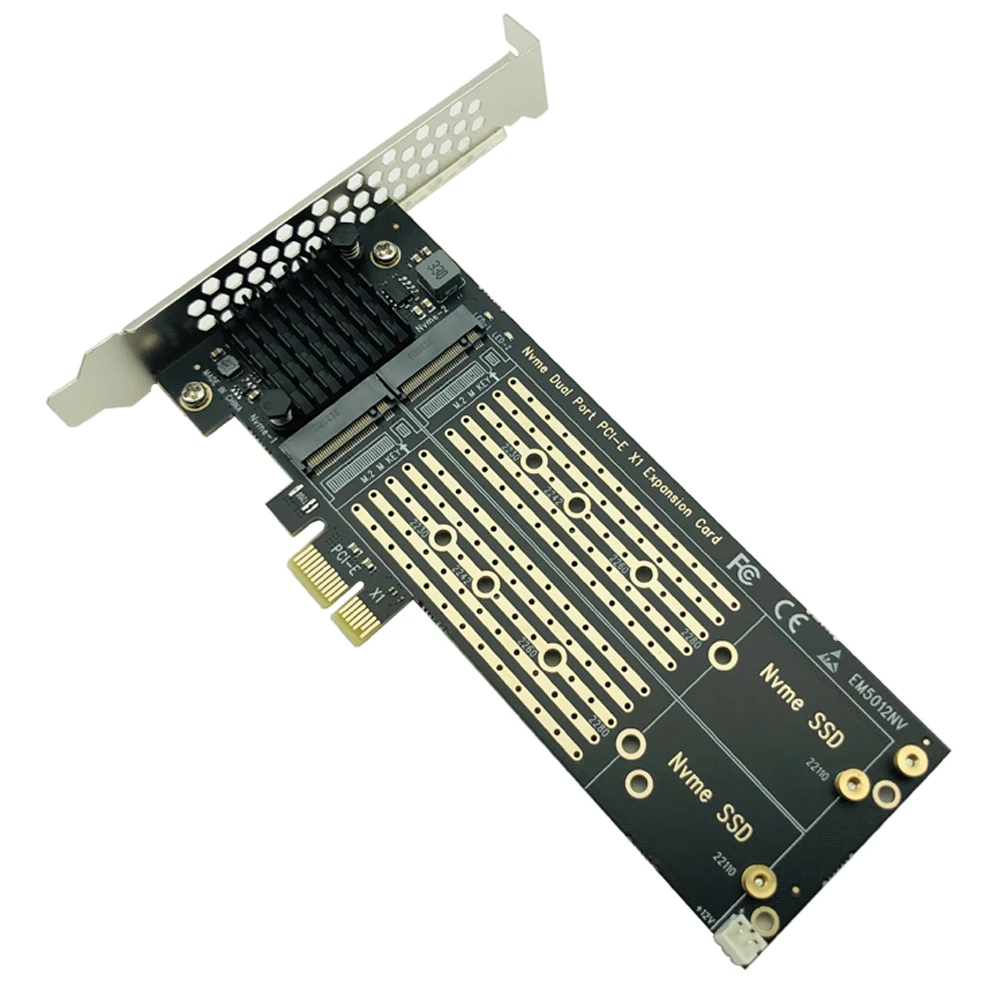 Agregar tarjetas PCIe a M2 NVME tarjeta adaptadora PCIe X1 2 puertos NVME M Key SSD convertidor M.2 PCI Express X1 adaptador tarjeta de expansión Riser - imagen 2