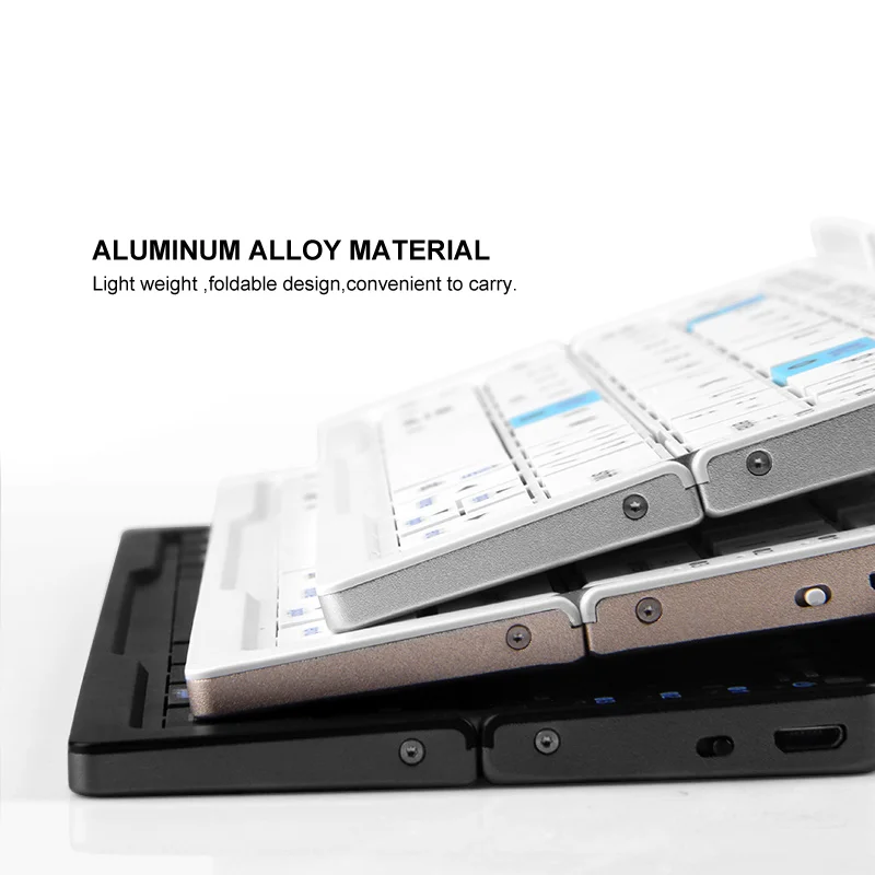 BOW Mini teclado plegable Bluetooth teclado inalámbrico compatible con 3 dispositivos con soporte teclado plegable recargable para teléfono tableta - imagen 3