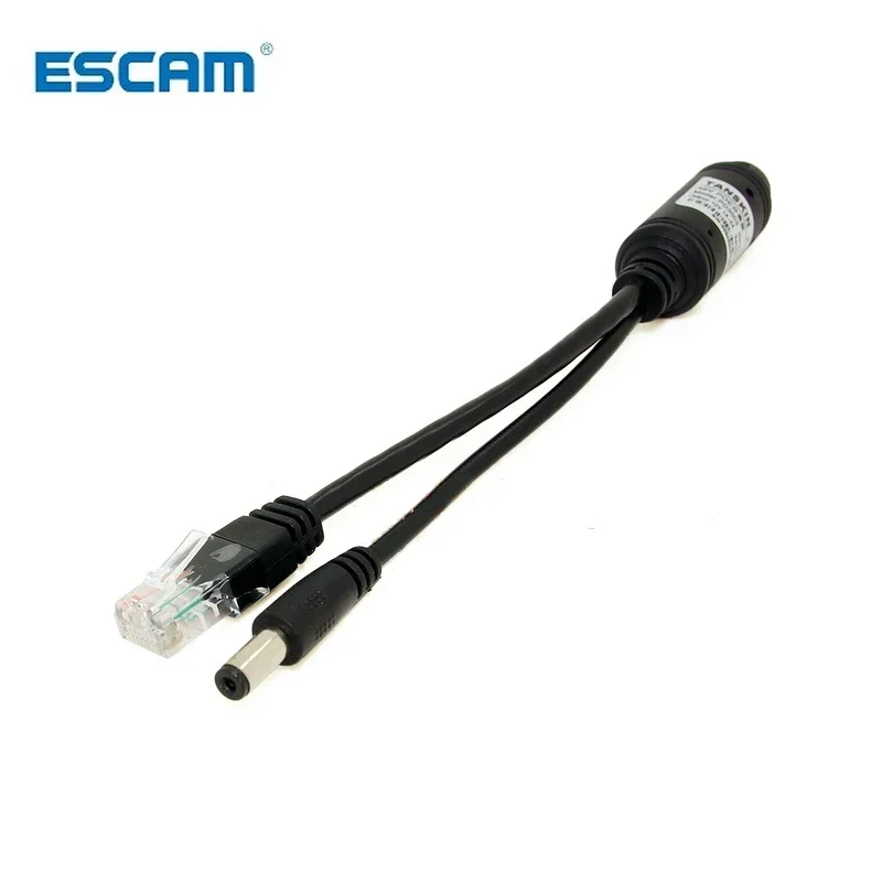 Alimentación a través de Ethernet para cámara IP con estándar IEEE 802.3af, divisor PoE impermeable de 10/100M, salida 12V1A, conector de 5,5x2,1 mm