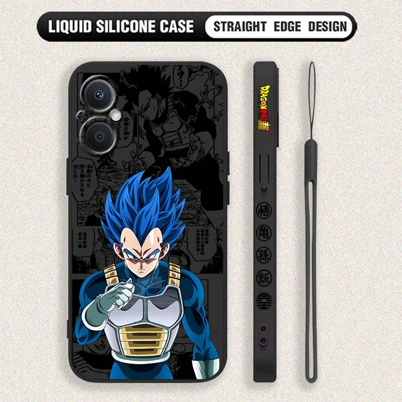 Anime d-dragon Ball Vegeta para OPPO Reno 8 7 A96 A78 A74 A72 A58 A53 A40 Lite 5G cubierta de la caja del teléfono de cuerda izquierda líquida - imagen 3