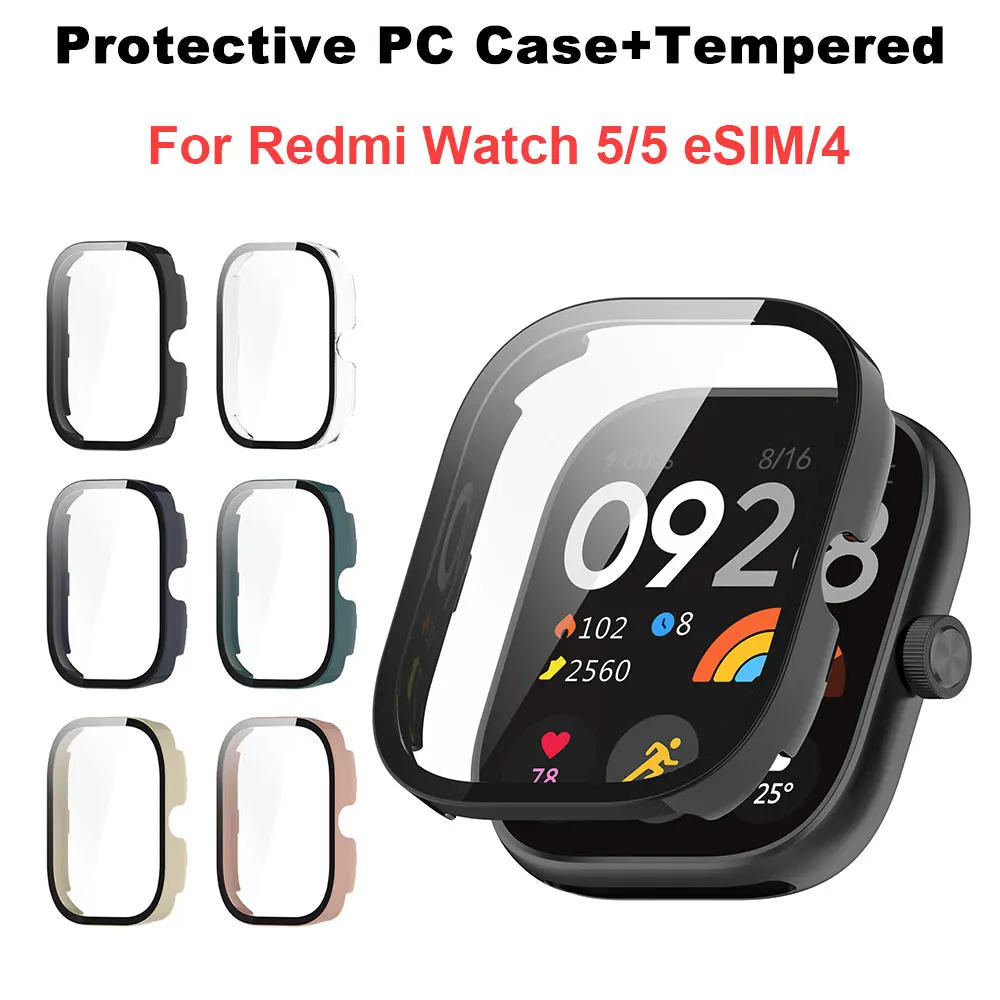 Funda de PC + vidrio templado para Redmi Watch 5 Protector de pantalla parachoques antiarañazos Redmi Watch 5 eSIM funda protectora para reloj inteligente - imagen 2