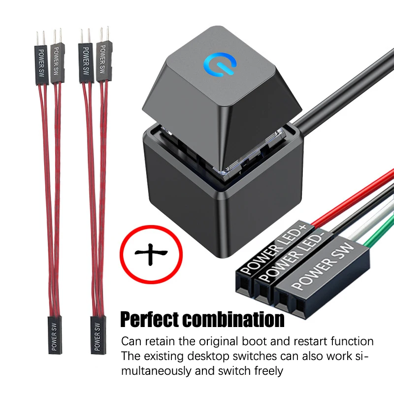 PC LED PC caja de ordenador botón externo caja de ordenador placa base botón de llave mecánica placa base potencia de arranque externa - imagen 2