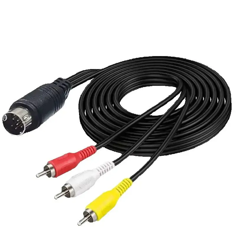 Cable Midi de Audio y vídeo de 10 pines Mini DIN de 10 pines macho a 3RCA 3 RCA Cable de Audio y vídeo Compatible compuesto - imagen 2