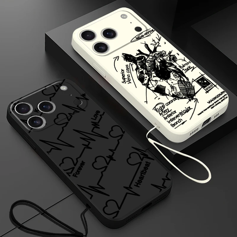 Funda con diseño de corazón para Apple iPhone XS 16 14 15 Plus 7 8 16e XR 17 Air 11 12 13 Pro Max, funda suave