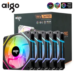 Aigo AM12PRO Rgb Ventilador Ventoinha PC 120mm Caja de Computadora Kit de Ventilador Enfriador de Agua 4pin PWM CPU Ventiladores de Refrigeración 3pin5v argb 12cm Ventilador
