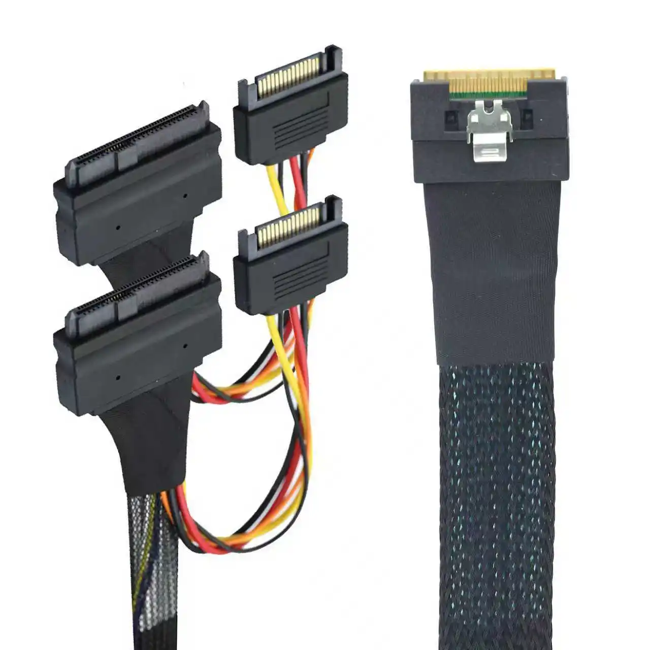 PCI-E Slimline LP perfil bajo SFF-8654 8I 74P a 2X SFF-8639 U.2 U2 con 15P SATA power NVME para Cable SSD 0,8 M - imagen 5