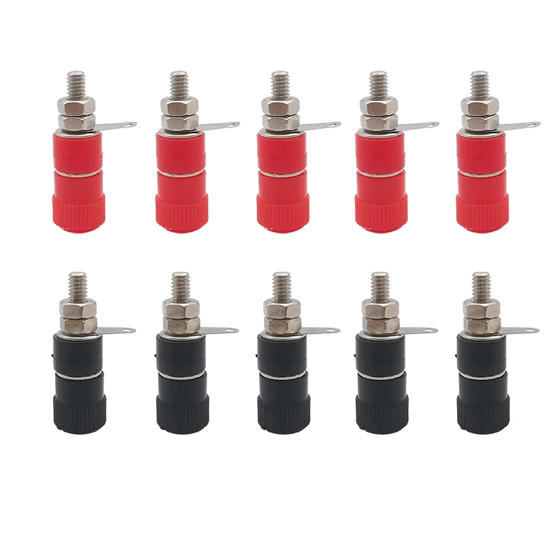 5 pares Rojo Negro 4mm conector Banana hembra Terminal tuerca montaje en Panel conector de poste de encuadernación agujero trasero apto para conector Banana de 4mm