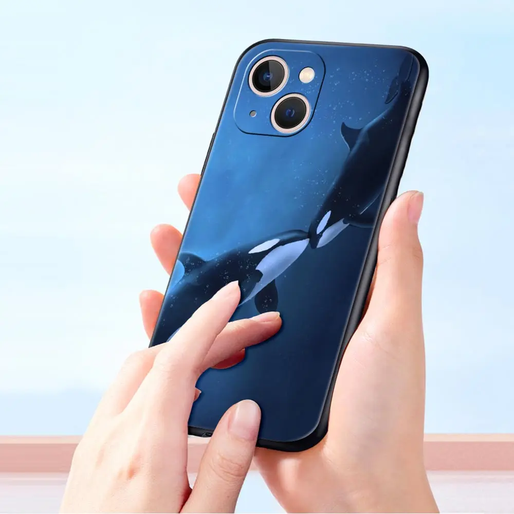 Funda de teléfono de lujo para iPhone, carcasa de silicona negra para modelos 13, 15, 14, 12 Mini, 11 Pro MAX, XR, X, SE, XS, 7, 8 Plus - imagen 5