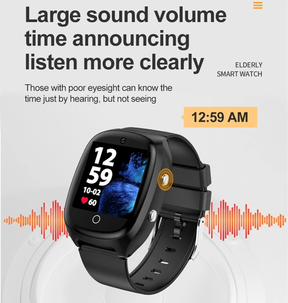 Reloj inteligente para personas mayores, con detección de caídas, tarjeta SIM 4G, llamada de emergencia SOS, GPS, localizador, recordatorio de medicamentos, seguimiento de huellas, frecuencia cardíaca, temperatura corp - imagen 5