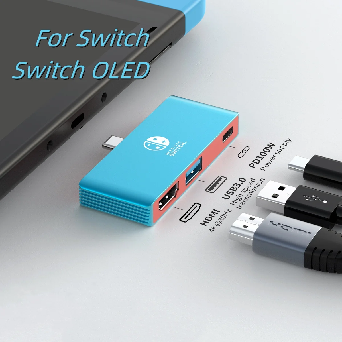 Estación de acoplamiento HDTV tipo C 3 en 1 4K30Hz, concentrador de USB-C con HDMI USB 3,0 PD 100W, pantalla de juego para ordenador portátil, interruptor, IPad, teléfono móvil - imagen 2