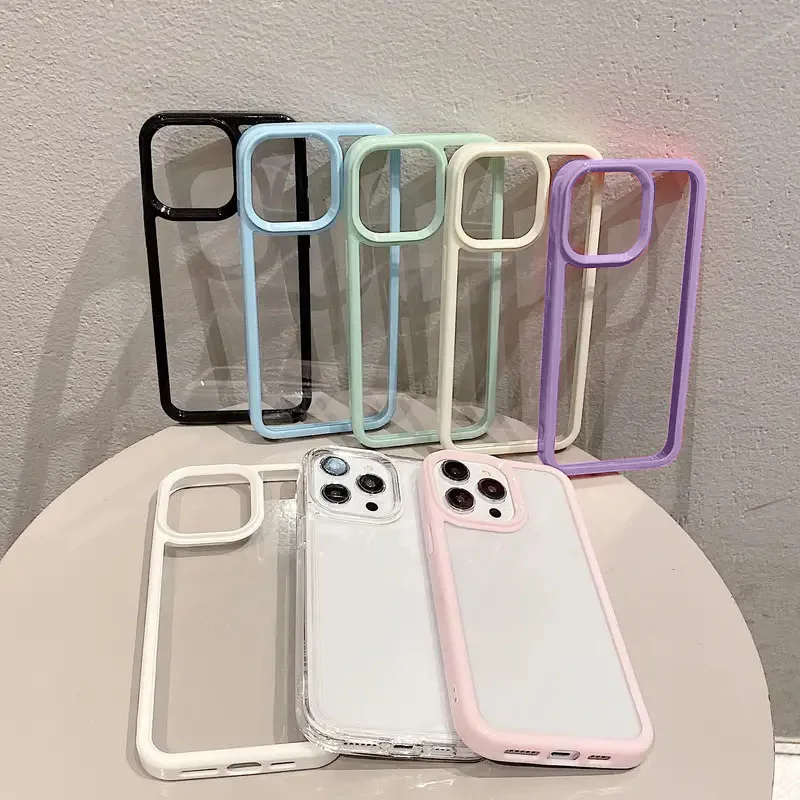 Fundas de teléfono de Color caramelo transparente de lujo para For iPhone 15 14 13 12 11 Pro Max, parachoques a prueba de golpes, cubierta trasera protectora, accesorios de teléfono - imagen 3