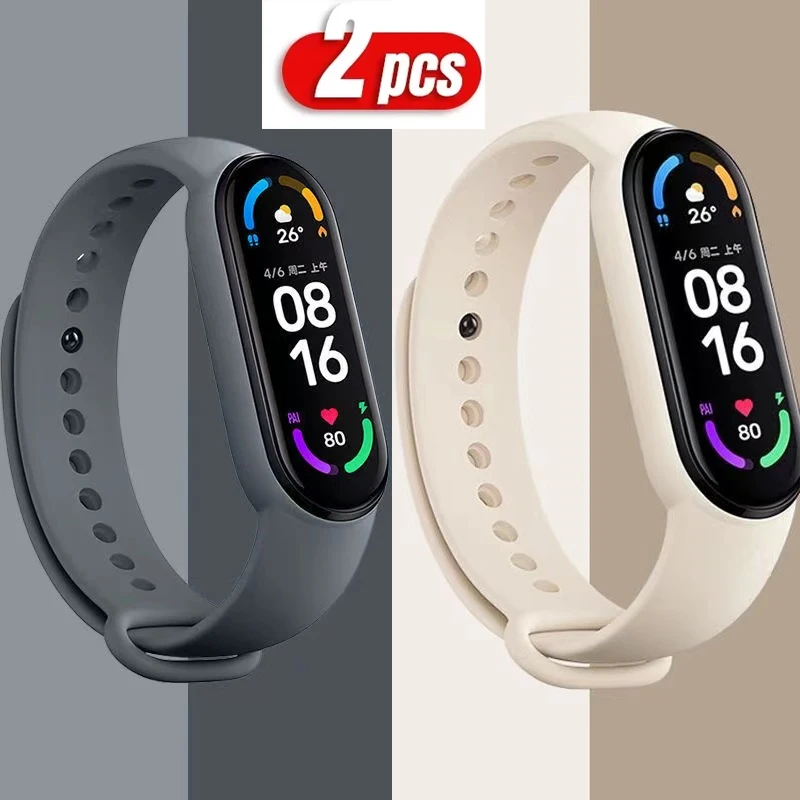2 uds correa de reloj deportiva de silicona para Xiaomi Mi Band 7 6 NFC pulsera de reloj Miband 4 pulsera correa mi band 7 6 5 4 correa - imagen 3