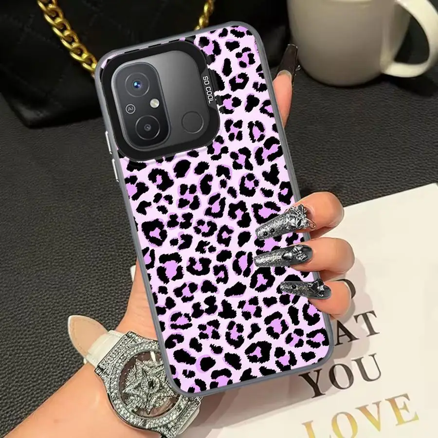 Funda trasera de teléfono con estampado de leopardo de moda púrpura para Xiaomi Redmi A1 A2 Plus 10C 12C K60 13C A5 9C 9T 14C - imagen 4