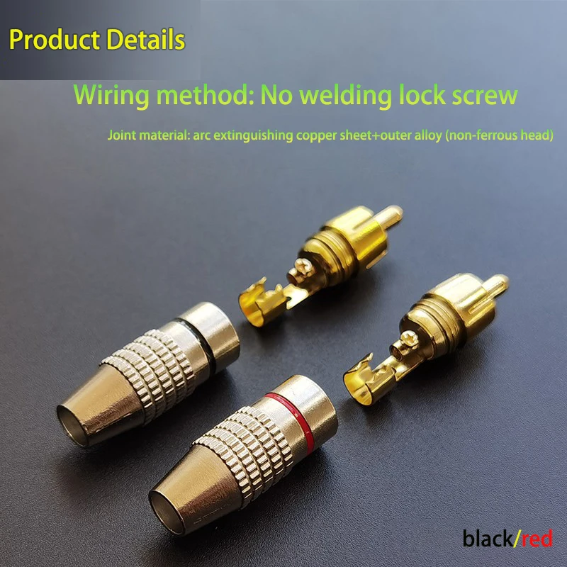 Conector de clavija macho RCA, adaptador de enchufe de Cable de bloqueo de Audio y vídeo AV sin soldadura para cámara CCTV de seguridad, diámetro de Cable de 6mm - imagen 4