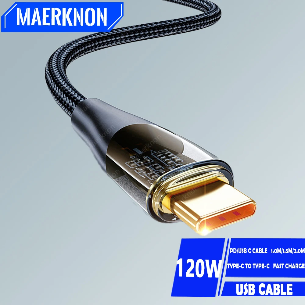 Cable USB tipo C de carga rápida, cargador de teléfono móvil de 120W, 6A, Cable de datos para iPhone, Samsung, Xiaomi
