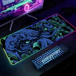 Alfombrilla de ratón RGB gran gaming LED, retroiluminación pulpo
