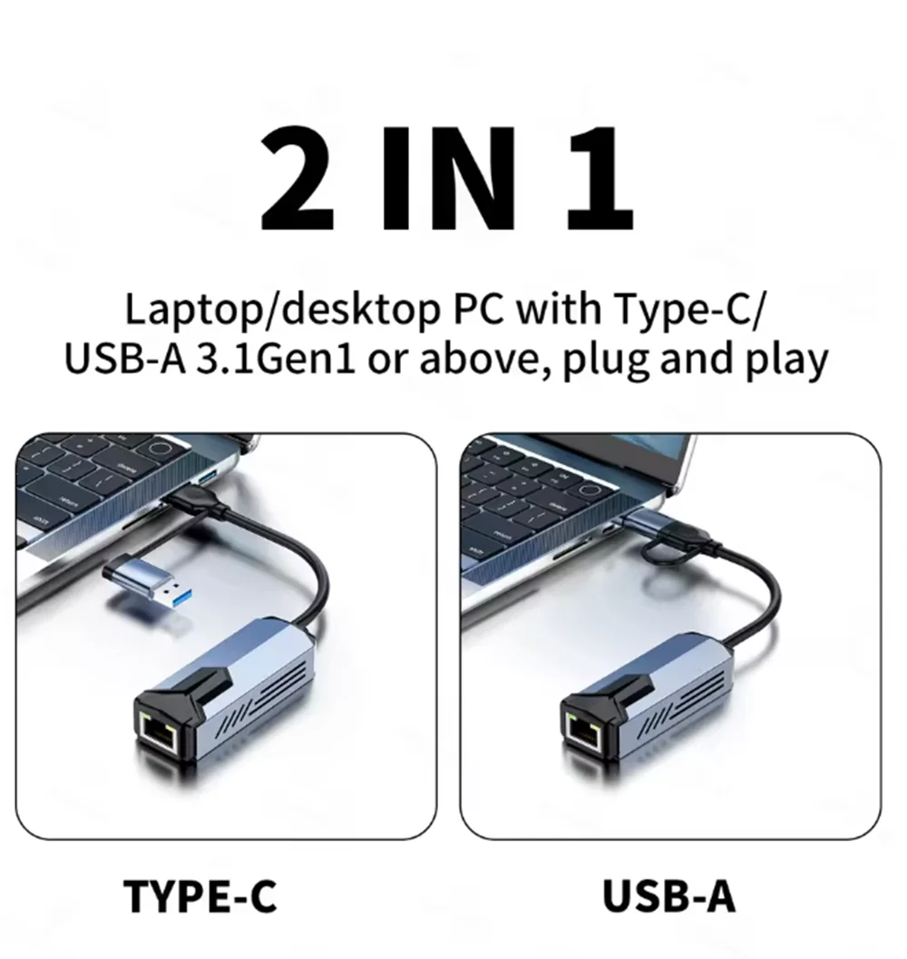 Tarjeta de red USB de 5000Mbps, adaptador con cable de alta velocidad de 5Gbps, concentrador convertidor Ethernet USB3.0 tipo C a RJ45 para MacBook Notebook y PC - imagen 4