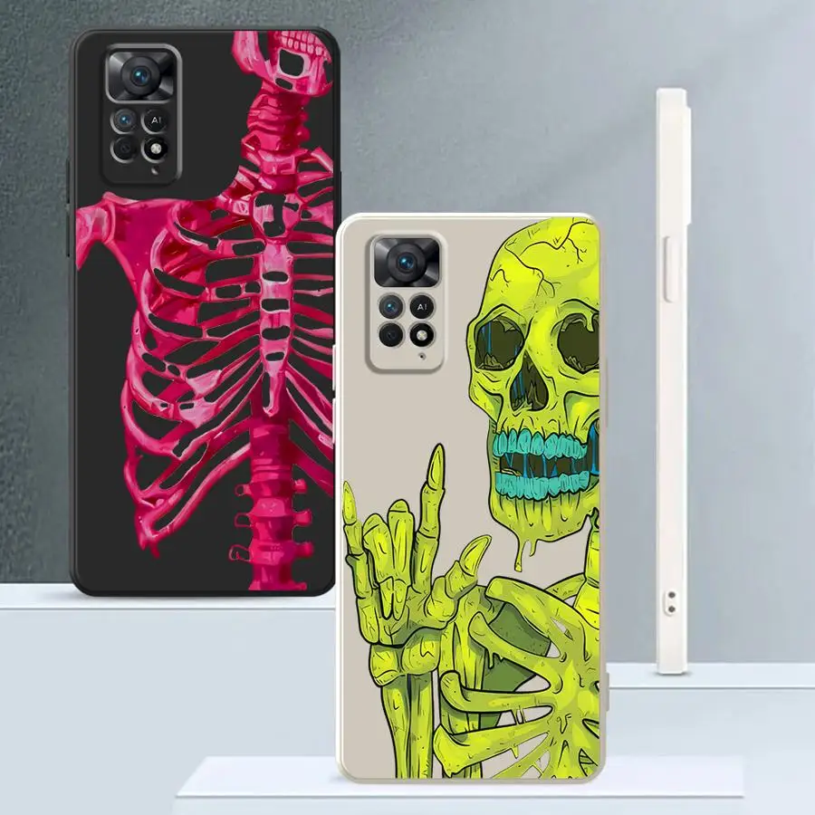 Funda de teléfono genial con calavera de dibujos animados para Xiaomi Redmi Note 10 13 12 ProPlus 11s 12s 10 11 Pro 14 Pro Plus 10Lite, funda suave