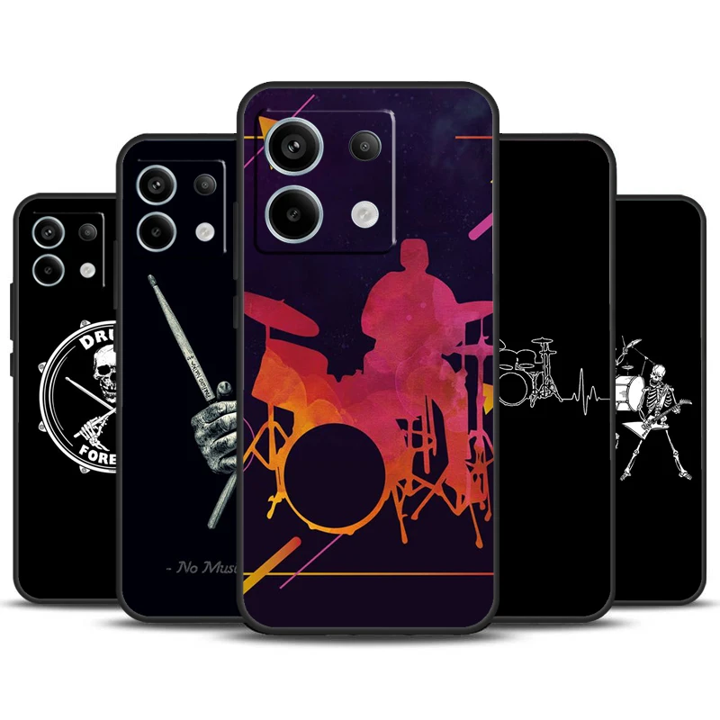 Funda de tambor de instrumento Musical para Redmi Note 13 Pro Plus 9 10 11 12 Pro 9S 10S 11S 12S, cubierta para Redmi 12 C 10C 13C