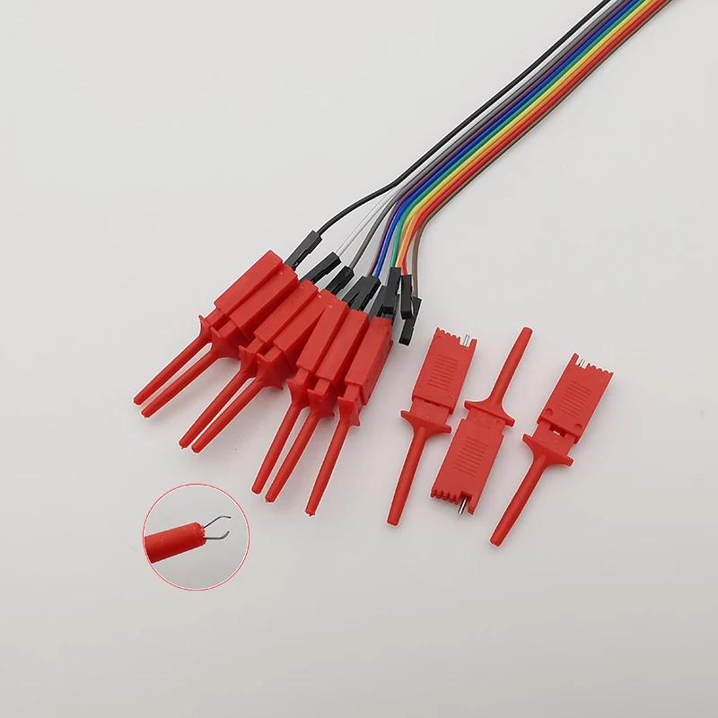 Clip de gancho de prueba plano de 20CM, analizador lógico, pinza de Cable, Kit de abrazadera de Cable de prueba, amarillo/rojo/negro/verde/blanco/azul - imagen 3