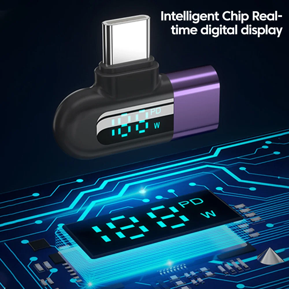 Adaptador de codo OTG tipo C de carga rápida de 120W pantalla Digital portátil convertidor USB C a tipo C para tableta Samsung Xiaomi Huawei - imagen 5