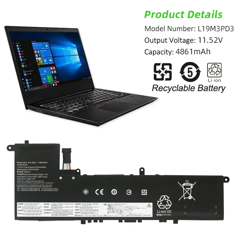 SKOWER 56Wh L19M3PD3 L19L3PD3 L19D3PD3 batería para Lenovo Ideapad S540-13API/13ARE/13ITL/13IML Xiaoxin Pro 13 2019 2020 2021 - imagen 2