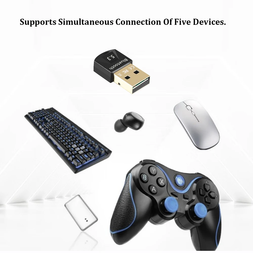 Adaptador Bluetooth para Pc Usb Bluetooth 5,3 Dongle Bluetooth 5,0 receptor para altavoz ratón teclado música transmisor de Audio - imagen 4