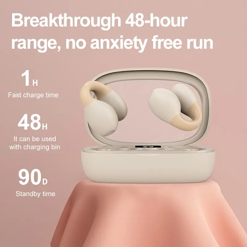 Auriculares inalámbricos de conducción ósea, cascos con Bluetooth 5,3, Clip para la oreja, Control táctil, Auriculares deportivos con micrófono - imagen 5