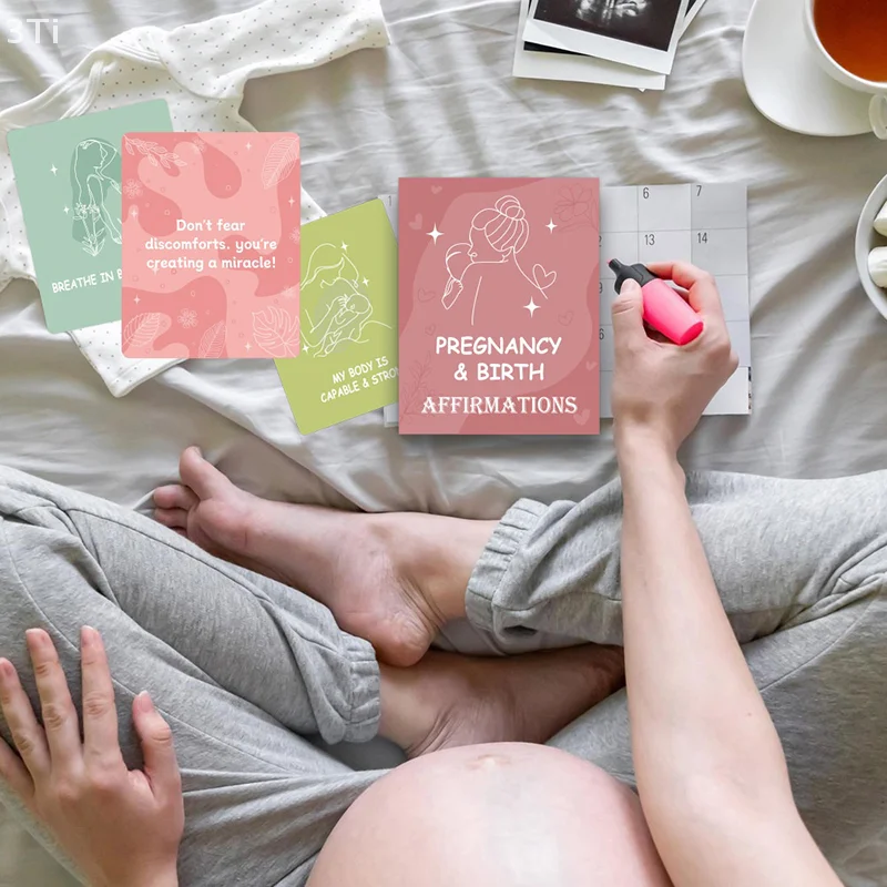 Tarjetas de afirmación de embarazo de 50 piezas, baraja de motivación positiva diaria para mujeres y niñas. - imagen 4