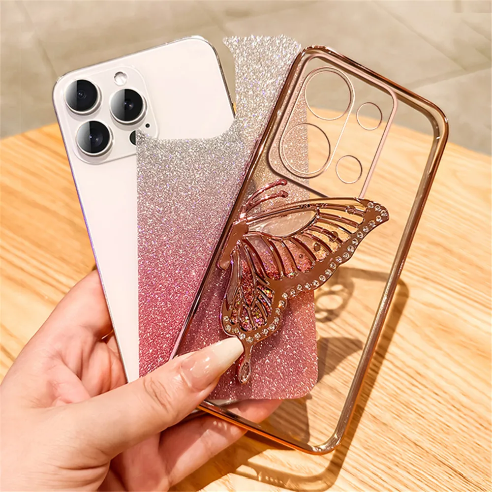 Note13 Pro funda de teléfono de arena movediza de mariposa degradada para Xiaomi Redmi Note 13 Pro Plus 12S 11S 10S 9S 8 7 Pro funda de silicona suave - imagen 4