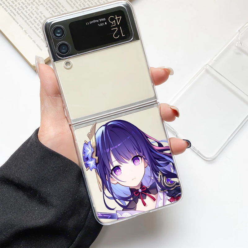 Funda de teléfono para Samsung Galaxy Z Flip 4 5, carcasa de PC dura transparente, Genshin Impact Game para Samsung Z Flip 3, funda Couqe, parachoques - imagen 4
