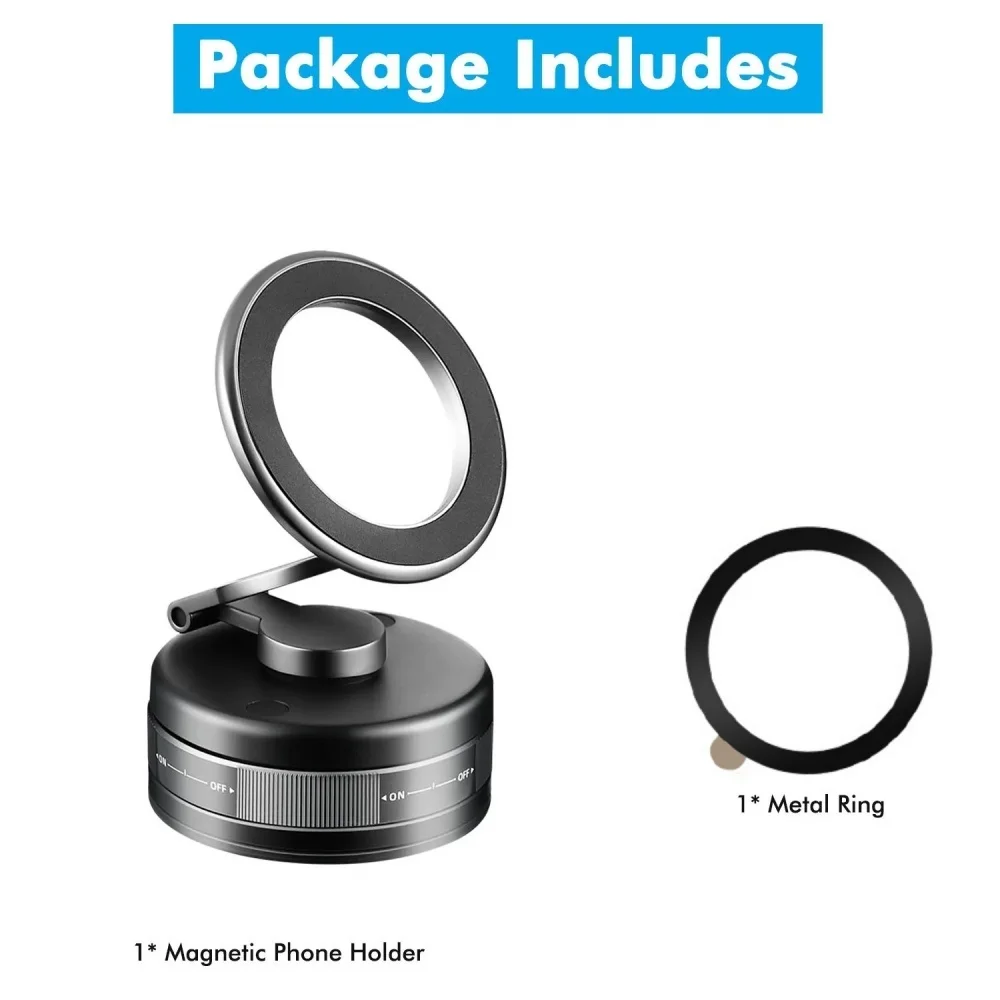 Soporte magnético para teléfono de coche al vacío de aleación de aluminio mejorado con 360 ° Diseño plegable y de rotación Fuerte absorción magnética