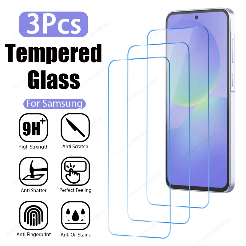 3 uds Protector de pantalla para S25 S24 Ultra S23 S22 Plus S21 FE 5G vidrio templado para A36 A56 A55 A35 A25 A73 A53 A33 A52S 5G A72