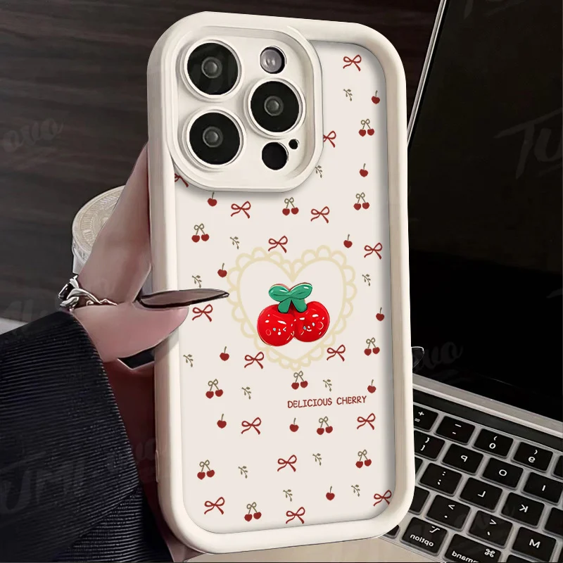 Funda con patrón de lazo de cereza para Xiaomi Redmi Note 14 13 12 11 Pro Plus 5G 12S 11S 10S 10 9 Redmi 14C 13C 12C 12 4G A3 A3X - imagen 5