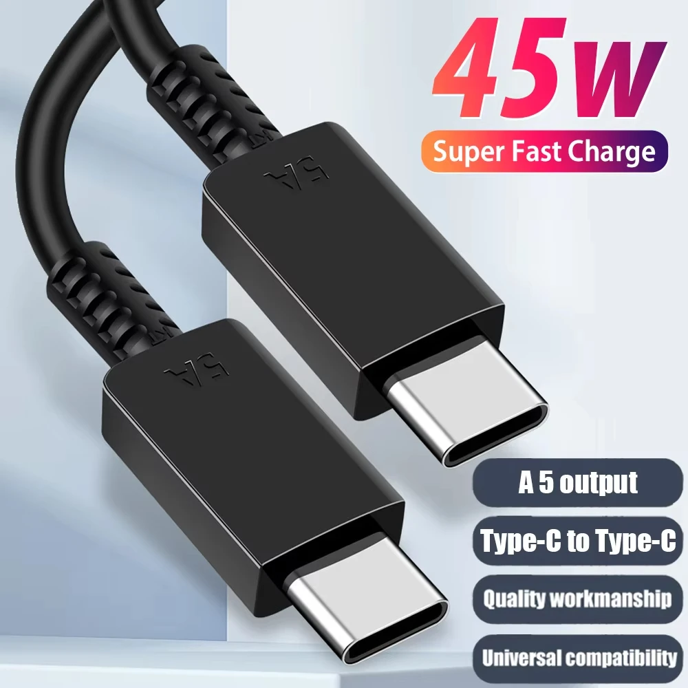 NNBILI-Cable de carga súper rápida para móvil, Cable de datos de carga rápida, 5A, 45W, Dual USB C, para iPhone 15, Samsung S24 Plus, Note 20, Ultra PD, 1-4 unidades - imagen 2