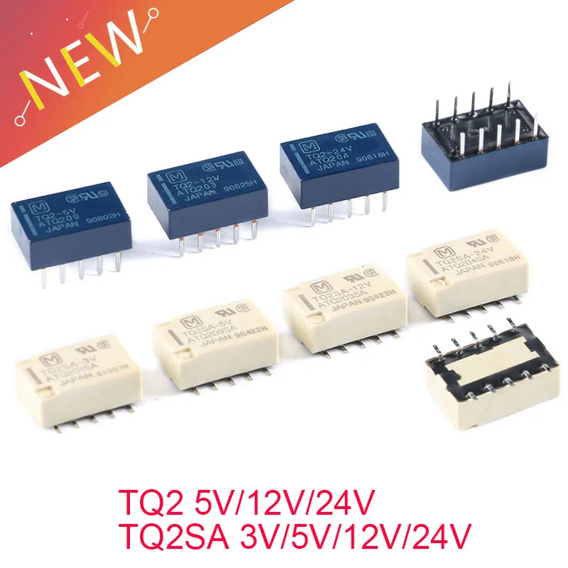 5 uds relé de señal 1A TQ2 5V 12V 24V TQ2-5V TQ2-12V TQ2-24V TQ2SA 3V 5V 12V 24V ATQ201SA ATQ209 relés 10 pies pines