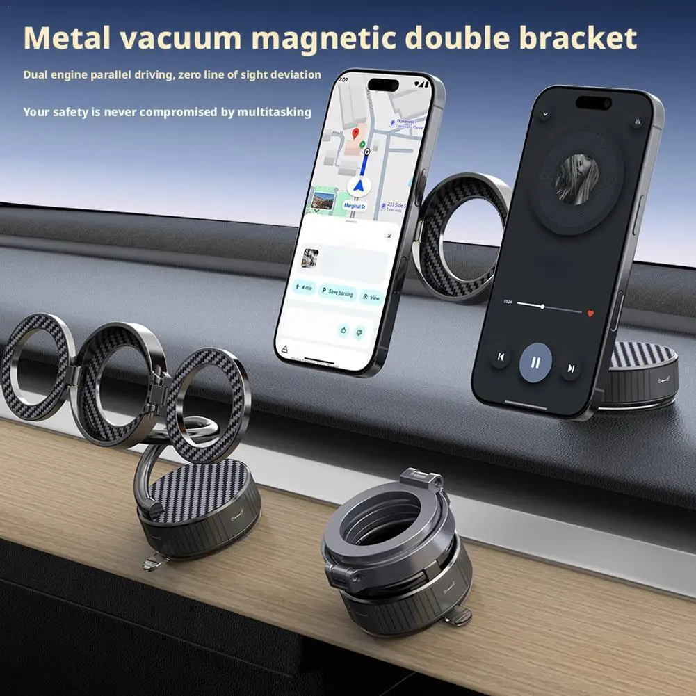 Soporte magnético para teléfono de doble cabeza, ventosa de rotación, soporte para teléfono para coche, soporte plegable ajustable para teléfono, tablero