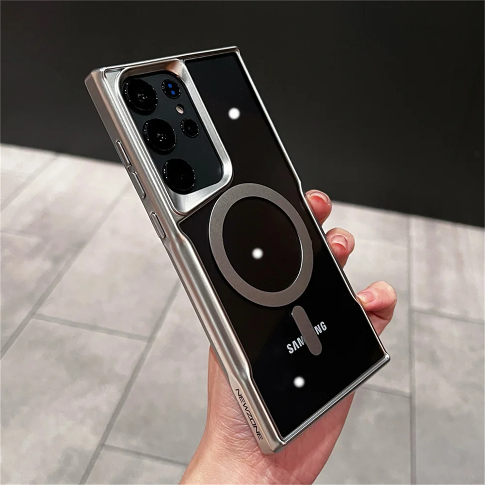 Funda de teléfono magnética transparente Magsafe de lujo para Samsung S25 S24 Plus S23 S22 Ultra 5G, funda de carga inalámbrica a prueba de golpes - imagen 5