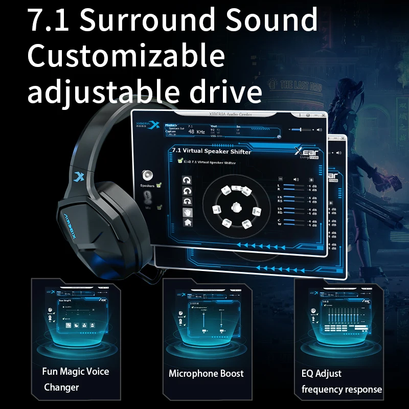 XIBERIA V13 Auriculares para juegos para PC/PS4/Xbox/Switch, auriculares con cable 7,1 para jugadores con micrófono ENC USB/3,5 mm - imagen 3