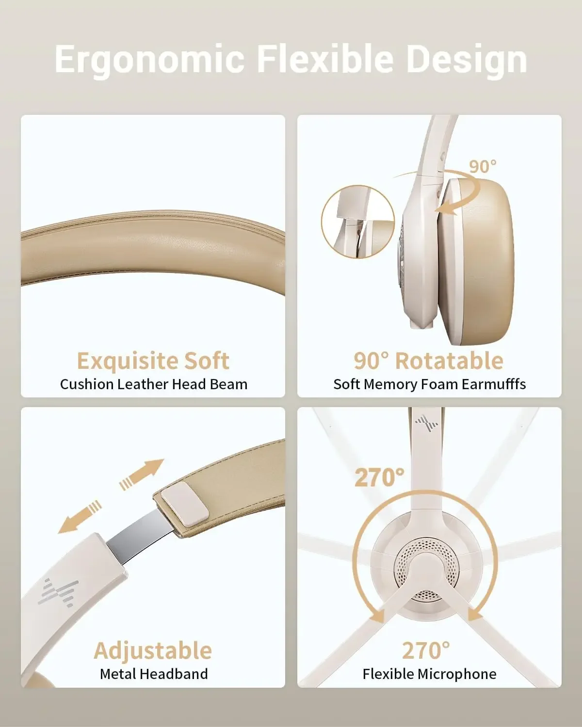 JIAMQISHI Auriculares inalámbricos con micrófono con cancelación de ruido AI Auriculares Bluetooth V5.2 con dongle USB para centro de llamadas Oficina EH02 - imagen 5