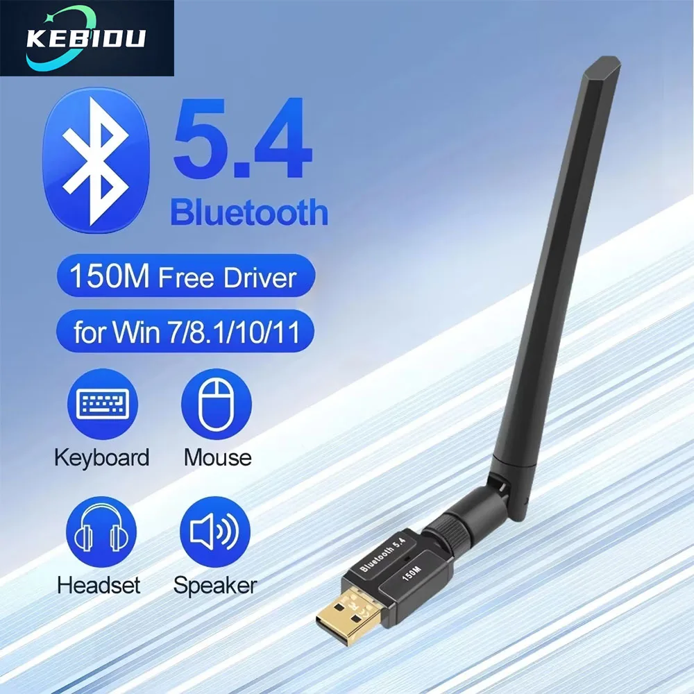 Adaptador Bluetooth 5,4 5,3 5,1 de 150M, Dongle USB Bluetooth para Windows 11/10/8,1, ratón inalámbrico, teclado, transmisor receptor de Audio