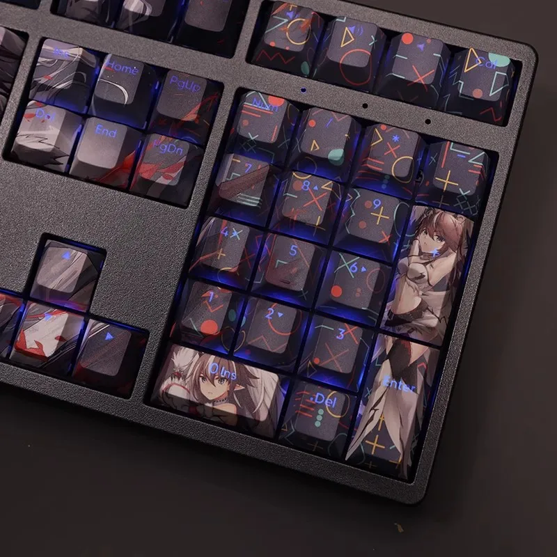 108 teclas/juego Arknights Kirin X Yato Keycap PBT teclas retroiluminadas dibujos animados Anime Gaming Key Caps para teclados ANSI 61 87 104 108 - imagen 5