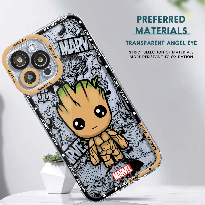 Funda de teléfono con dibujos de Marvel Groot Spiderman para iPhone 8 15 Plus 14 Pro 12 Mini XR SE X XS 13 Pro Max 11 7 6s - imagen 4