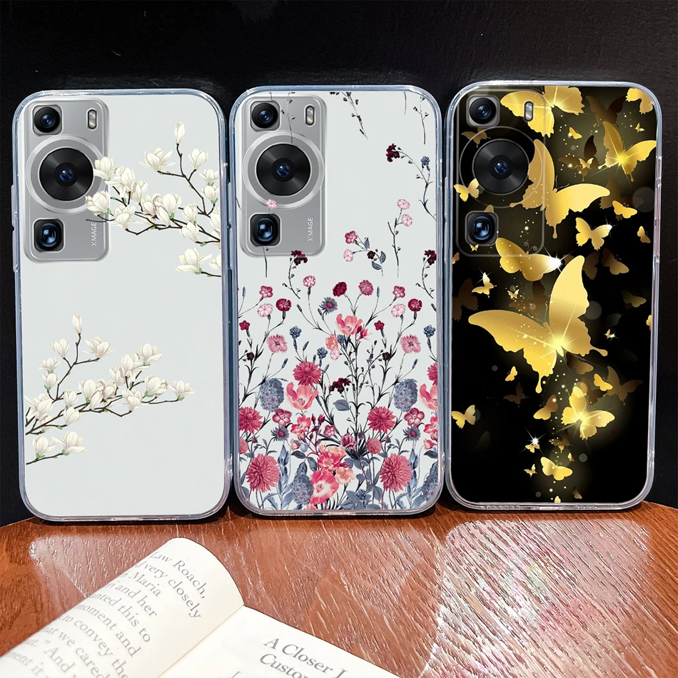 Für Huawei P60 Pro Handyhülle Einfache Blumenmuster Weiche TPU Silikon Transparente Rückabdeckung Für Huawei P 60 Leichter Stoßfänger - imagen 4