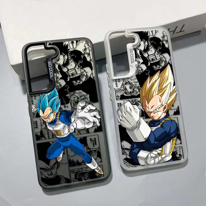 Anime japonés d-dragon Ball Vegeta para Samsung Galaxy S25 S24 S23 S22 S21 Ultra Plus funda de teléfono plateada colorida