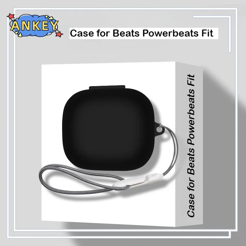 Funda de silicona para Beats Powerbeats Fit, fundas de silicona con gancho, funda protectora a prueba de golpes para auriculares inalámbricos con cordón